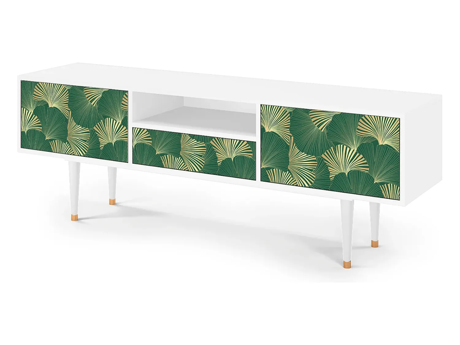 Mueble de TV - 170х59х41 cm - T6 - Gold Ginkgo, Branco^ Móvel De Tv