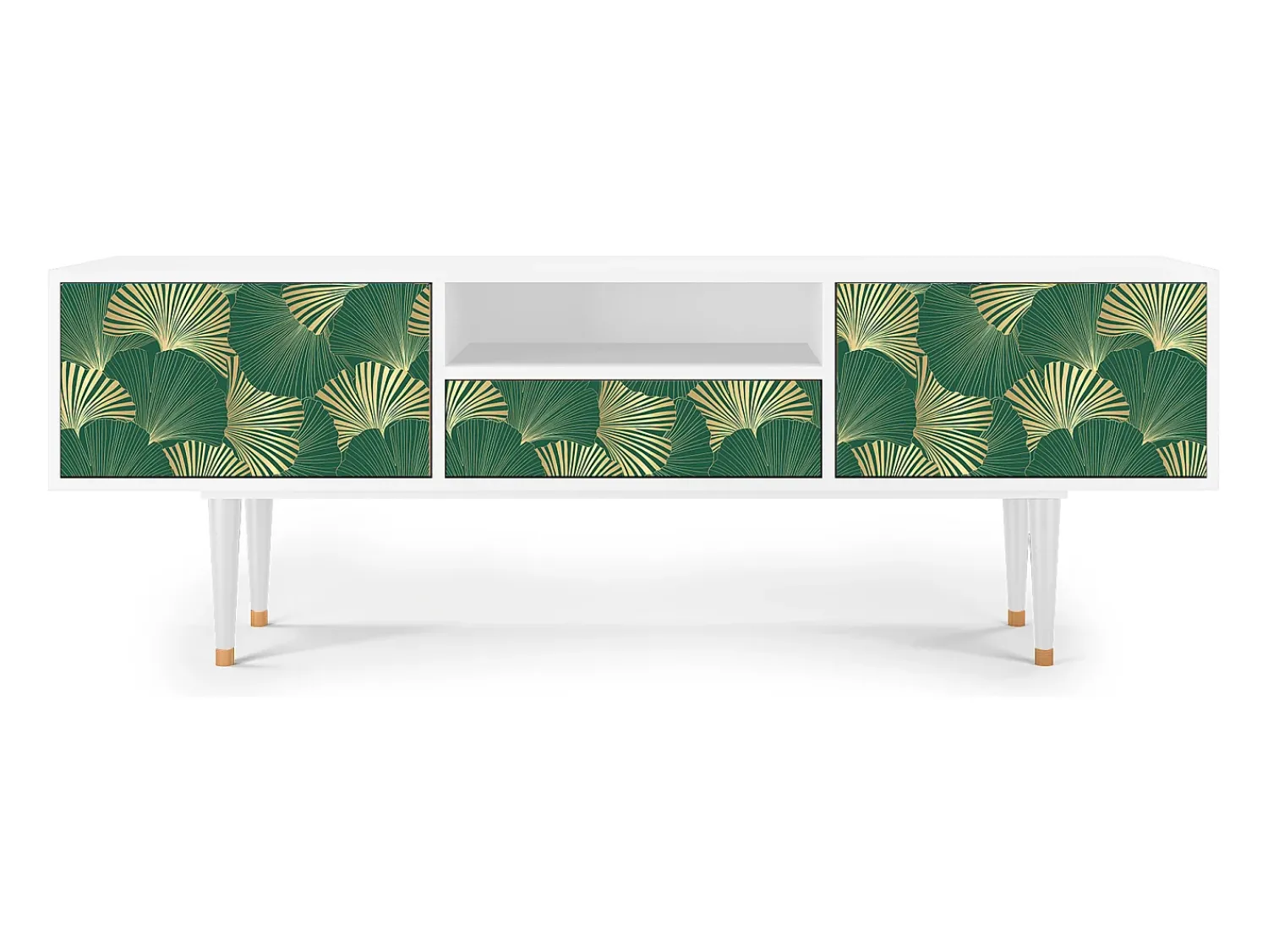 Mueble de TV - 170х59х41 cm - T6 - Gold Ginkgo, Branco^ Móvel De Tv