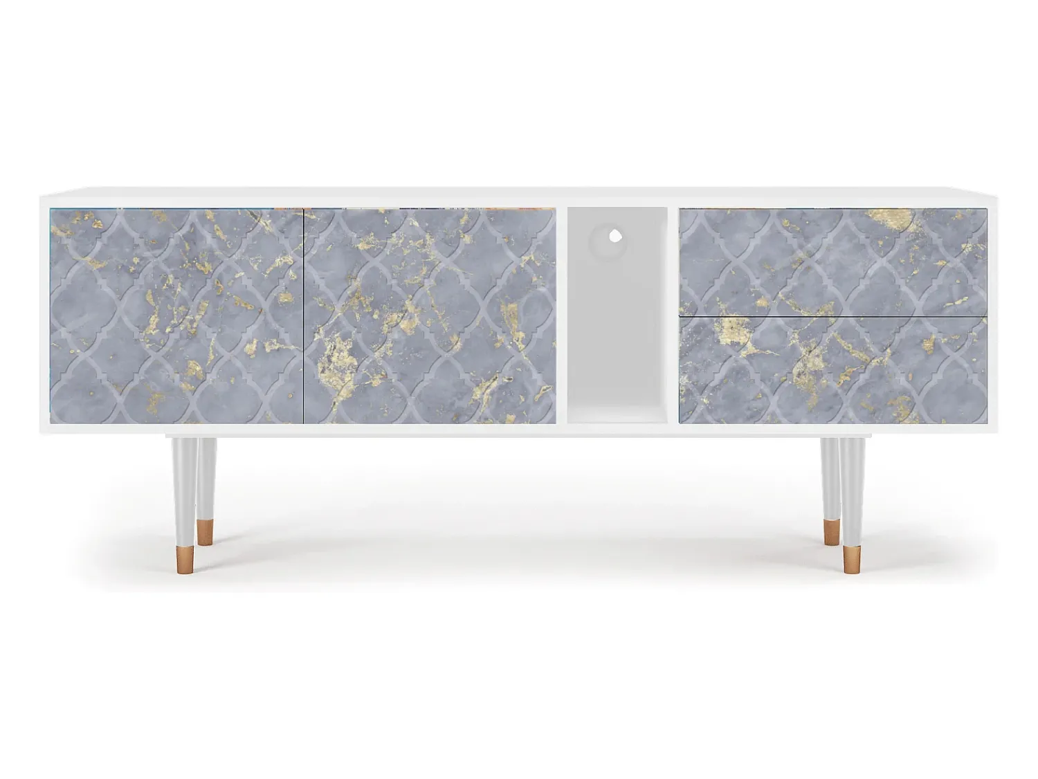 Mueble de TV - 170х69х48 cm - T1 - Golden Smoke, Branco^ Móvel De Tv