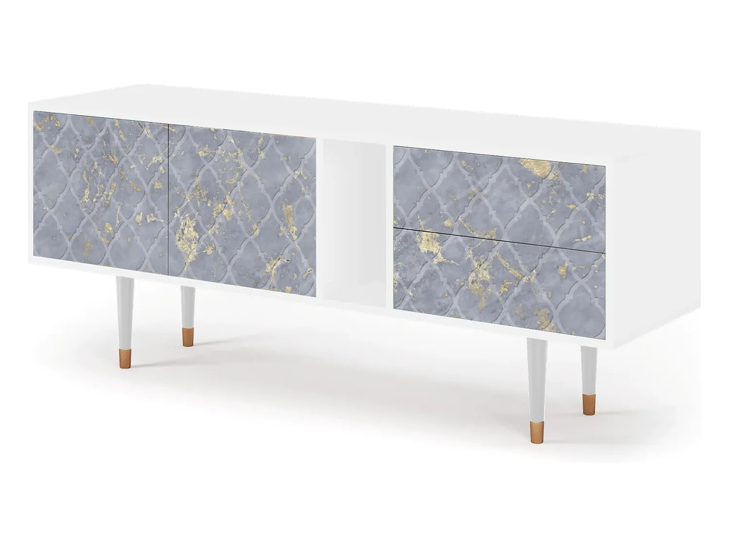 Mueble de TV - 170х69х48 cm - T1 - Golden Smoke, Branco^ Móvel De Tv