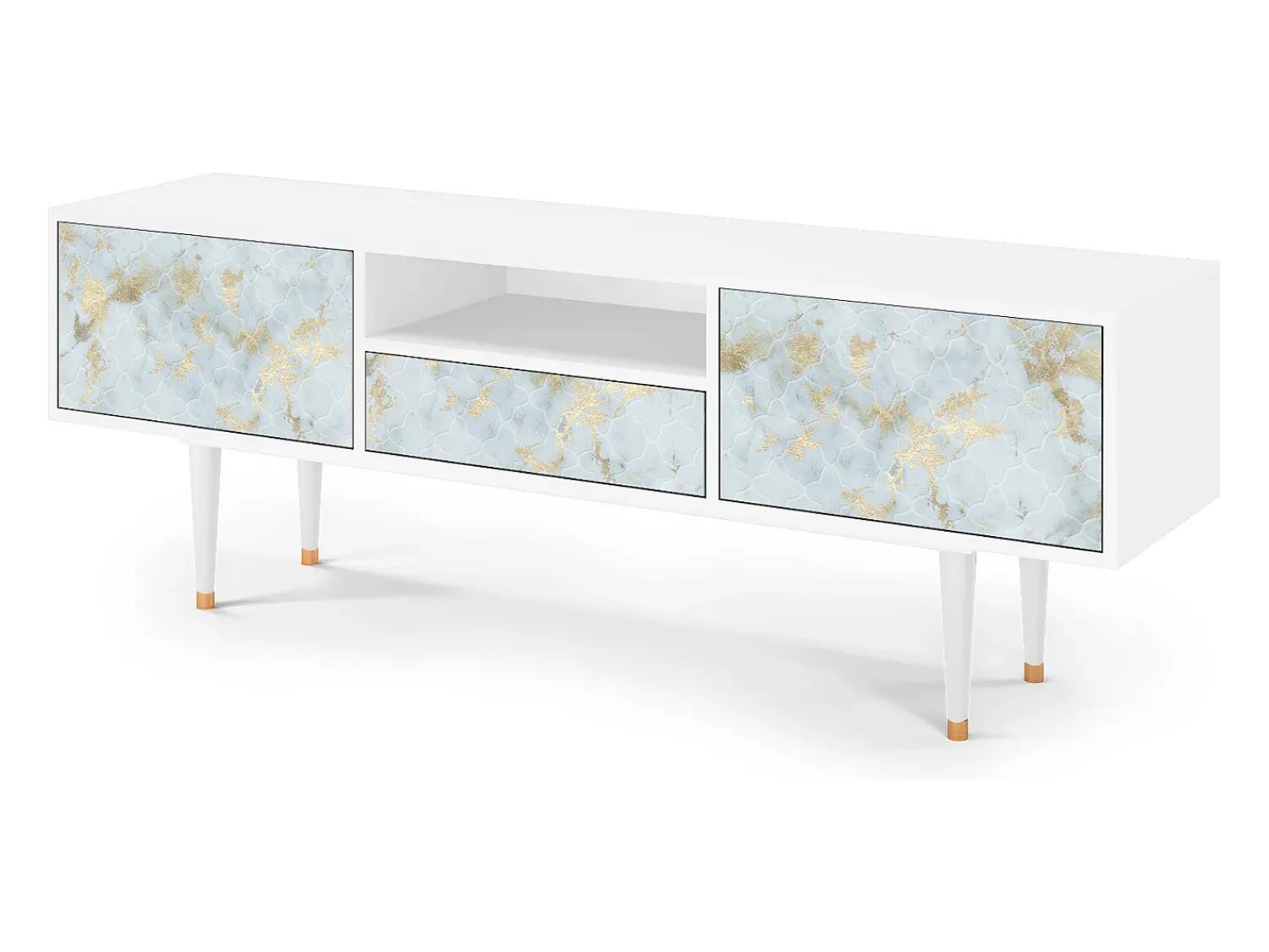Móvel De Tv| Mueble de TV - 170х59х41 cm - T6 - Golden Waves, Branco Bege