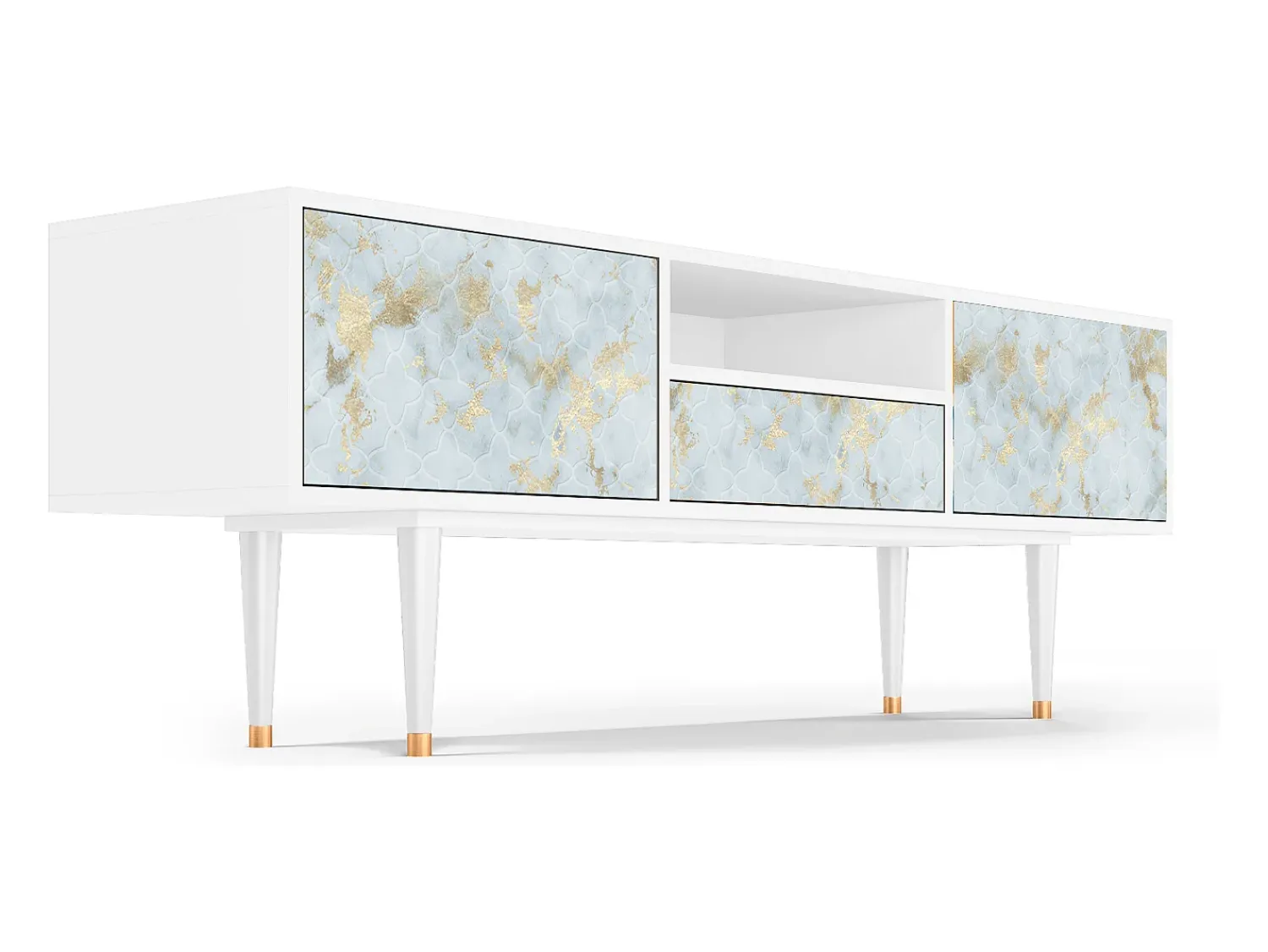 Móvel De Tv| Mueble de TV - 170х59х41 cm - T6 - Golden Waves, Branco Bege