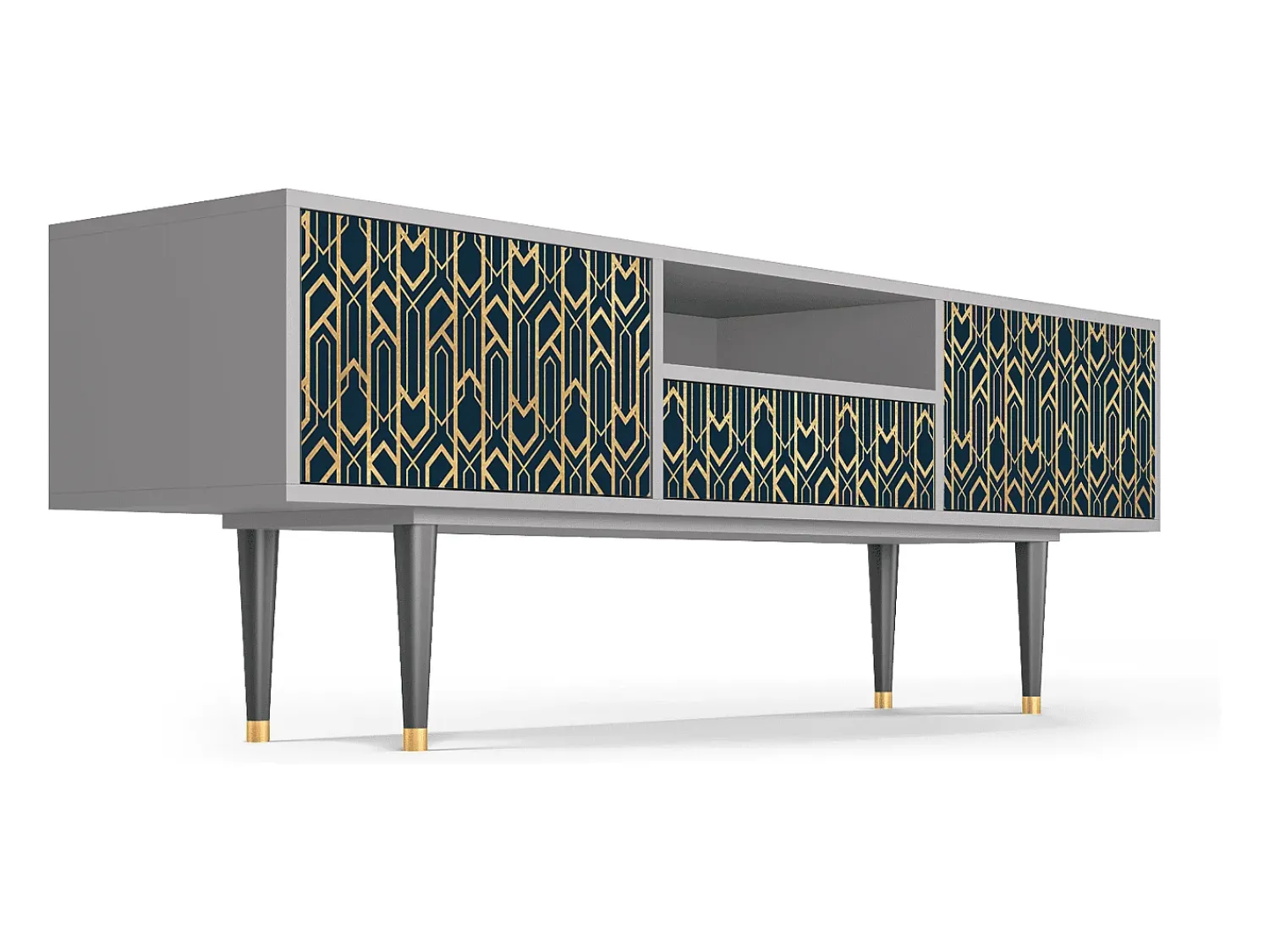 Móvel De Tv| Mueble de TV - 170х59х41 cm - T6 - Golden Empire, Cinza Cinzento