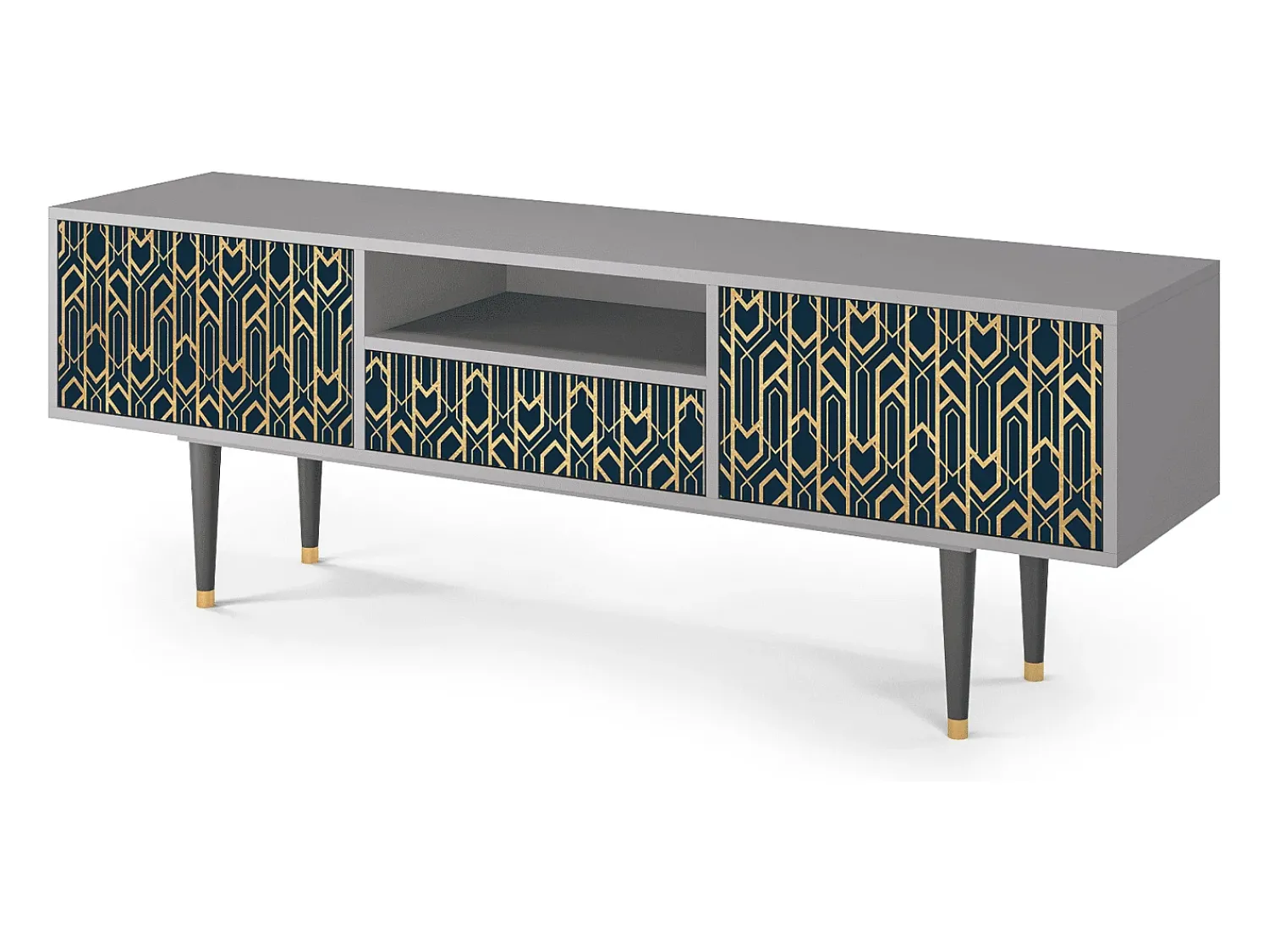 Móvel De Tv| Mueble de TV - 170х59х41 cm - T6 - Golden Empire, Cinza Cinzento