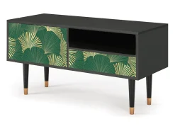 Móvel De Tv| Mueble de TV - 115х59х48 cm - T3 - Gold Ginkgo, Antracite Cinza antracite