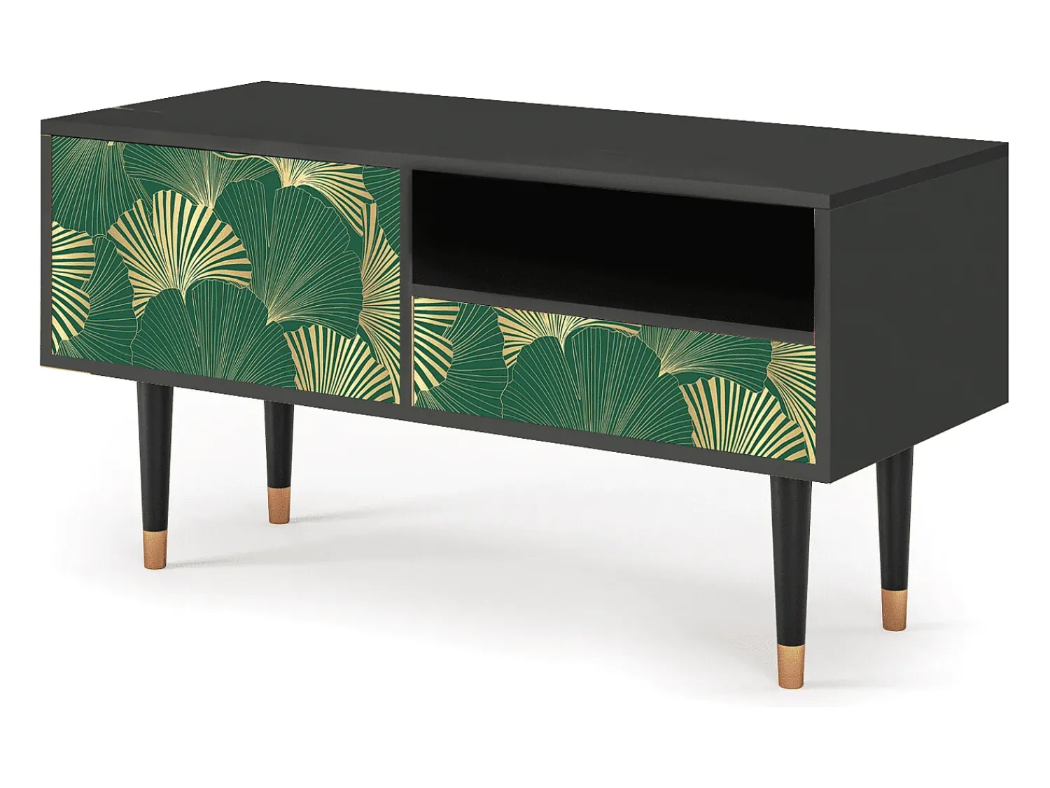 Móvel De Tv| Mueble de TV - 115х59х48 cm - T3 - Gold Ginkgo, Antracite Cinza antracite
