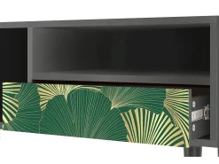 Móvel De Tv| Mueble de TV - 115х59х48 cm - T3 - Gold Ginkgo, Antracite Cinza antracite