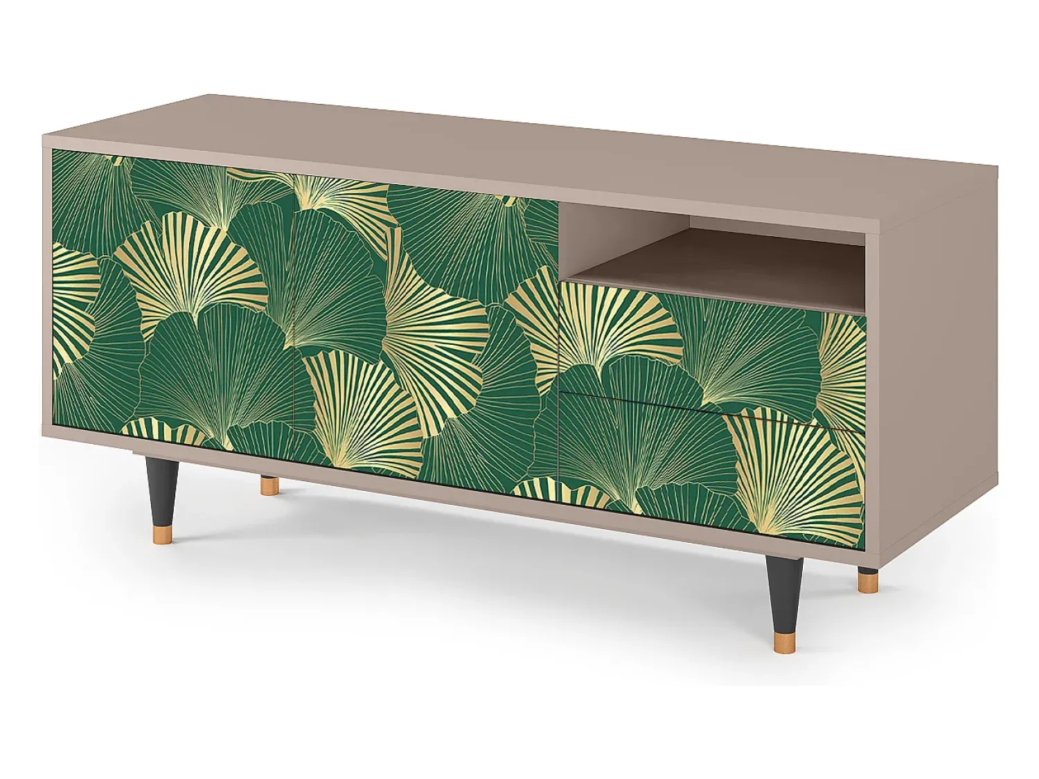 Móvel De Tv| Mueble de TV - 125х56х41 cm - T7 - Gold Ginkgo, Latte Bege