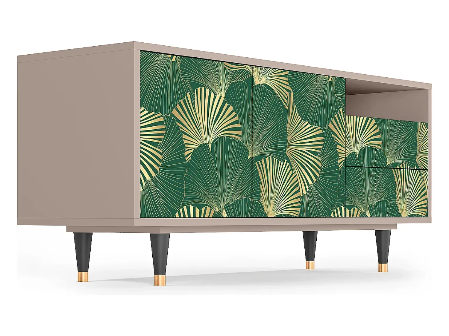 Móvel De Tv| Mueble de TV - 125х56х41 cm - T7 - Gold Ginkgo, Latte Bege