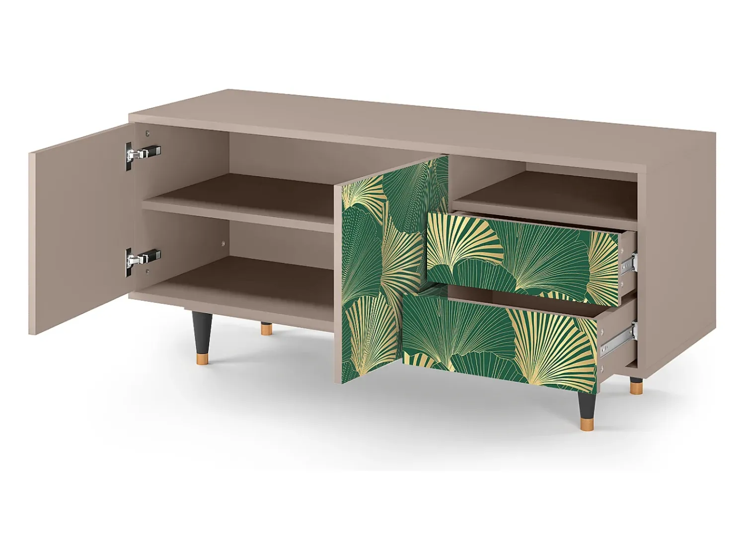 Móvel De Tv| Mueble de TV - 125х56х41 cm - T7 - Gold Ginkgo, Latte Bege