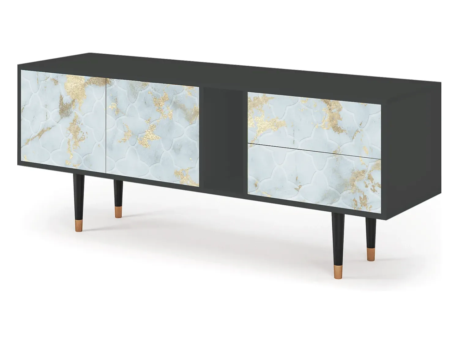 Móvel De Tv* Mueble de TV - 170х69х48 cm - T1 - Golden Waves, Antracite Cinza antracite