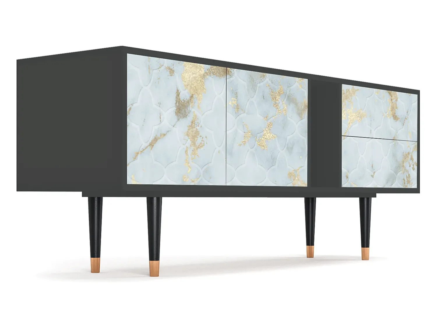 Móvel De Tv* Mueble de TV - 170х69х48 cm - T1 - Golden Waves, Antracite Cinza antracite