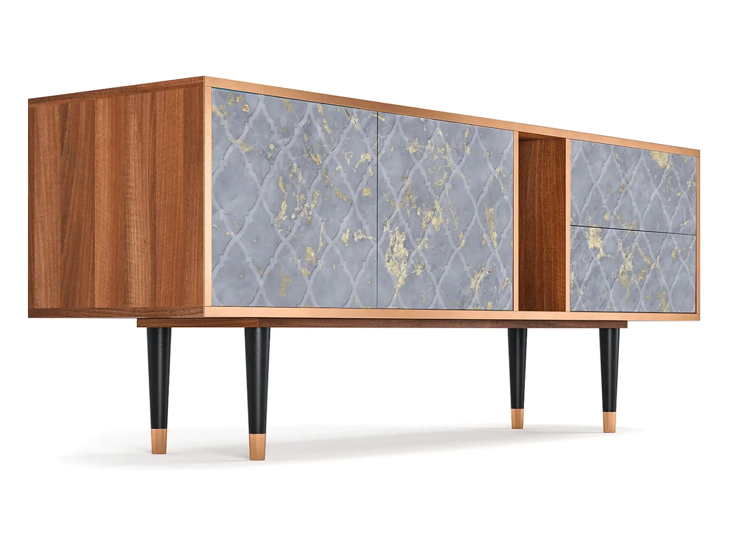 Móvel De Tv| Mueble de TV - 170х69х48 cm - T1 - Golden Smoke, Nogueira Castanho