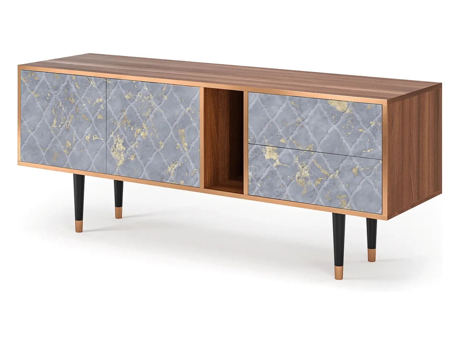 Móvel De Tv| Mueble de TV - 170х69х48 cm - T1 - Golden Smoke, Nogueira Castanho