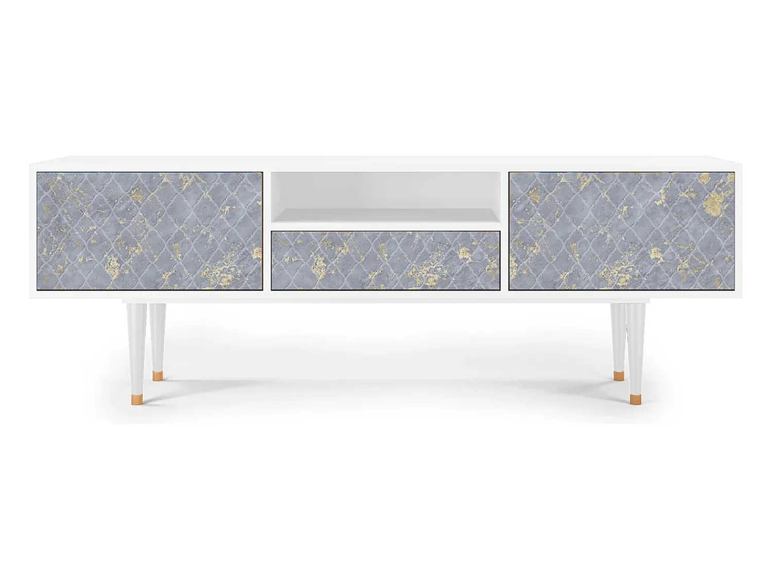 Móvel De Tv* Mueble de TV - 170х59х41 cm - T6 - Golden Smoke, Branco Bege