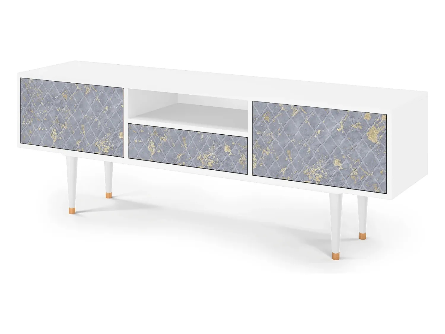 Móvel De Tv* Mueble de TV - 170х59х41 cm - T6 - Golden Smoke, Branco Bege