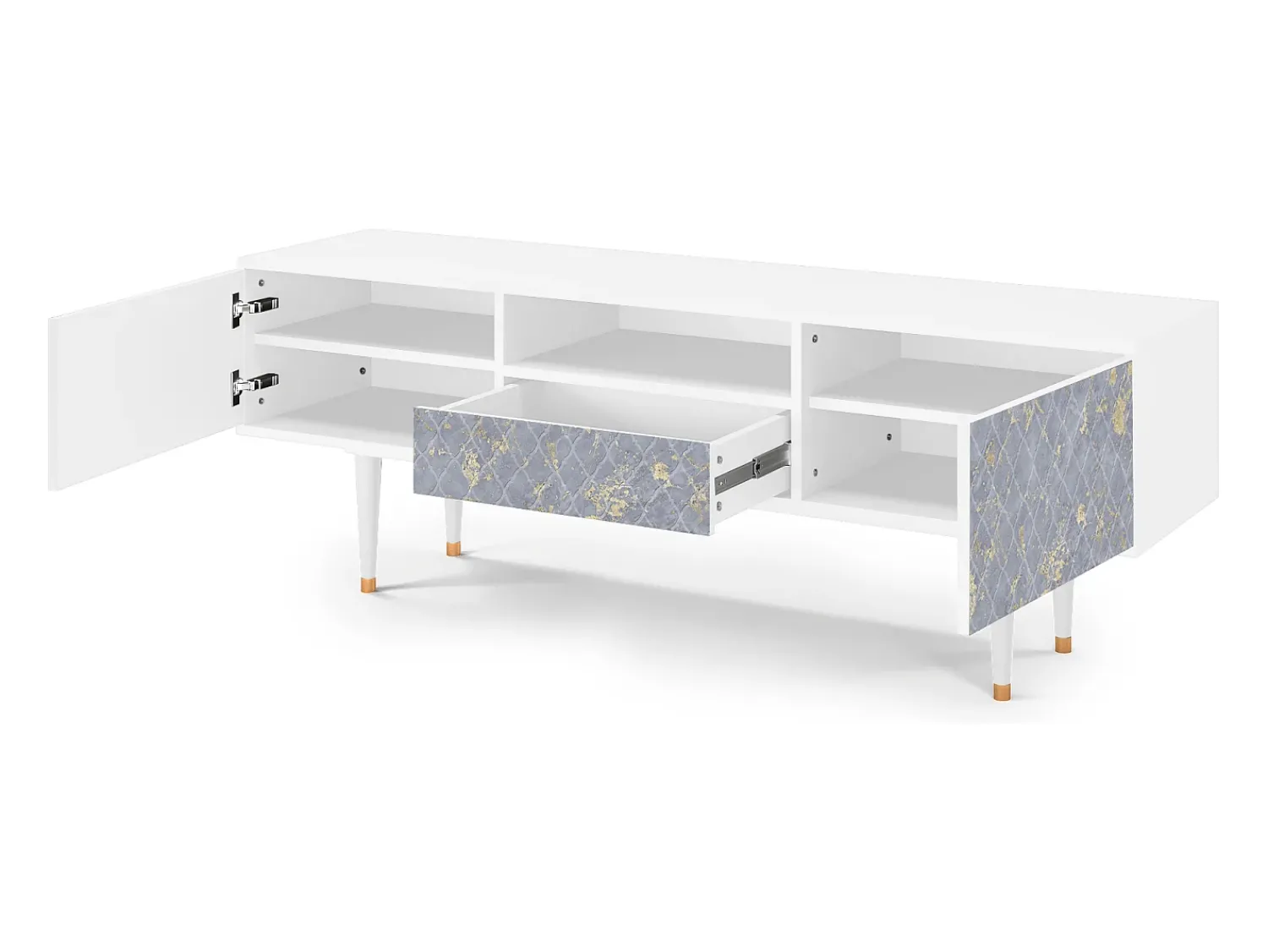 Móvel De Tv* Mueble de TV - 170х59х41 cm - T6 - Golden Smoke, Branco Bege