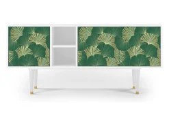Móvel De Tv| Mueble de TV - 150х69х41 cm - T5 - Gold Ginkgo, Branco Bege