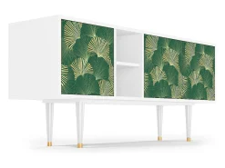 Móvel De Tv| Mueble de TV - 150х69х41 cm - T5 - Gold Ginkgo, Branco Bege