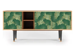 Móvel De Tv* Mueble de TV - 150х69х41 cm - T5 - Gold Ginkgo, Nogueira Castanho