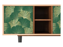 Móvel De Tv* Mueble de TV - 150х69х41 cm - T5 - Gold Ginkgo, Nogueira Castanho