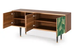 Móvel De Tv* Mueble de TV - 150х69х41 cm - T5 - Gold Ginkgo, Nogueira Castanho