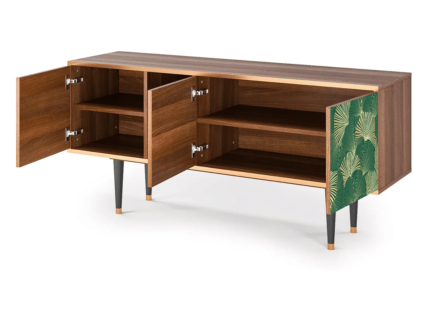 Móvel De Tv* Mueble de TV - 150х69х41 cm - T5 - Gold Ginkgo, Nogueira Castanho