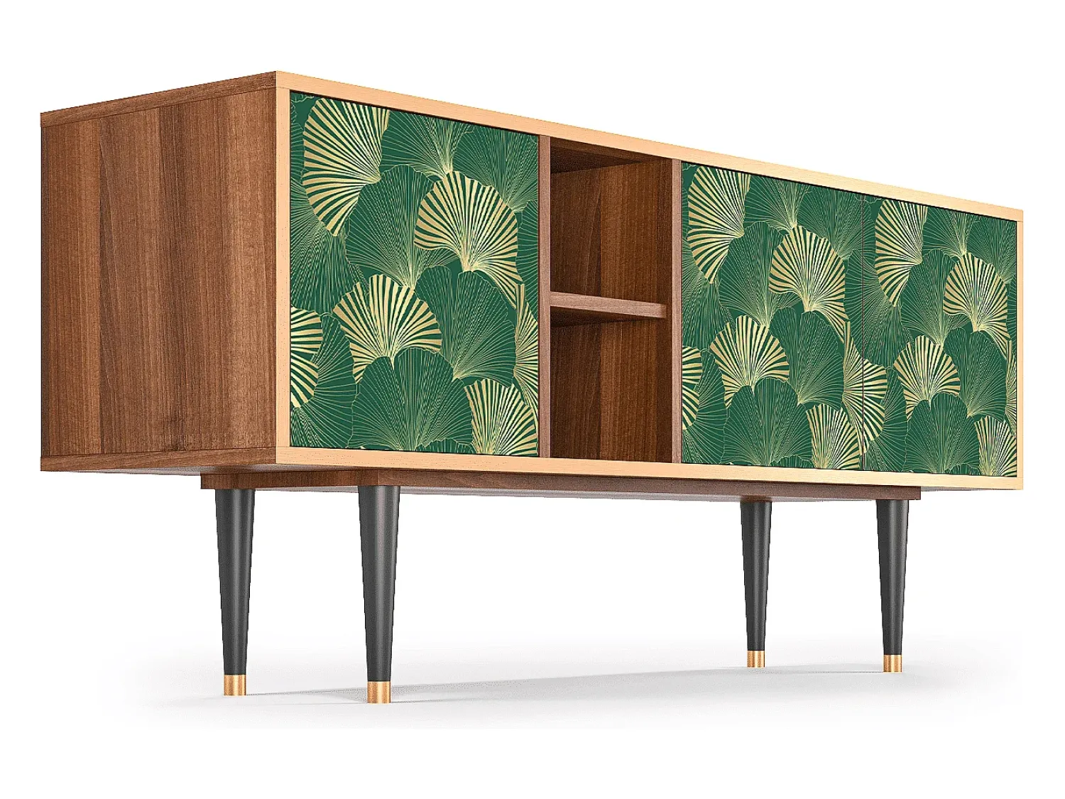 Móvel De Tv* Mueble de TV - 150х69х41 cm - T5 - Gold Ginkgo, Nogueira Castanho