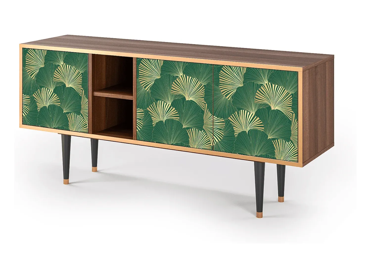 Móvel De Tv* Mueble de TV - 150х69х41 cm - T5 - Gold Ginkgo, Nogueira Castanho