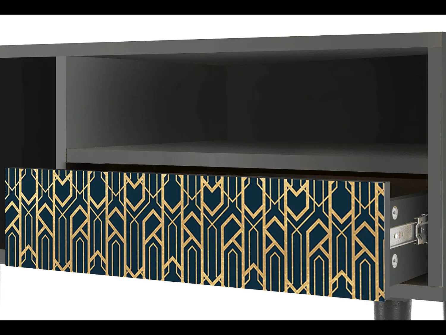 Best Mueble de TV - 115х59х48 cm - T3 - Golden Empire, Antracite Cinza antracite