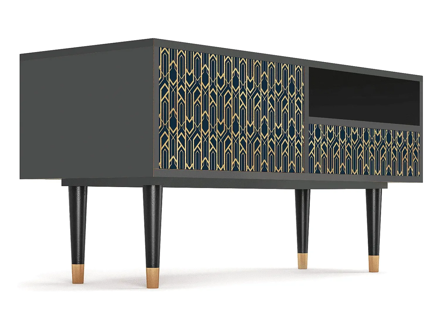 Best Mueble de TV - 115х59х48 cm - T3 - Golden Empire, Antracite Cinza antracite