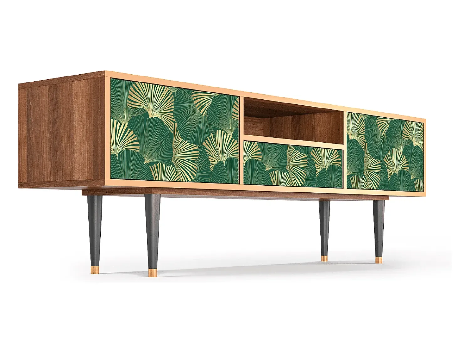 Móvel De Tv* Mueble de TV - 170х59х41 cm - T6 - Gold Ginkgo, Nogueira Castanho