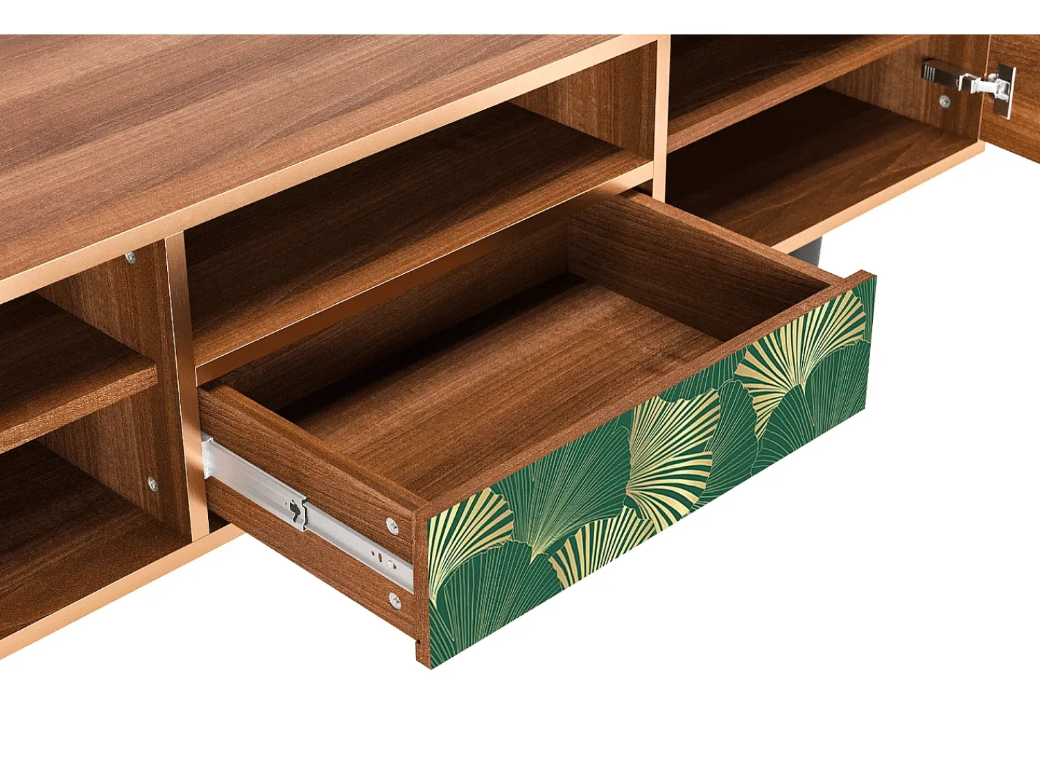 Móvel De Tv* Mueble de TV - 170х59х41 cm - T6 - Gold Ginkgo, Nogueira Castanho