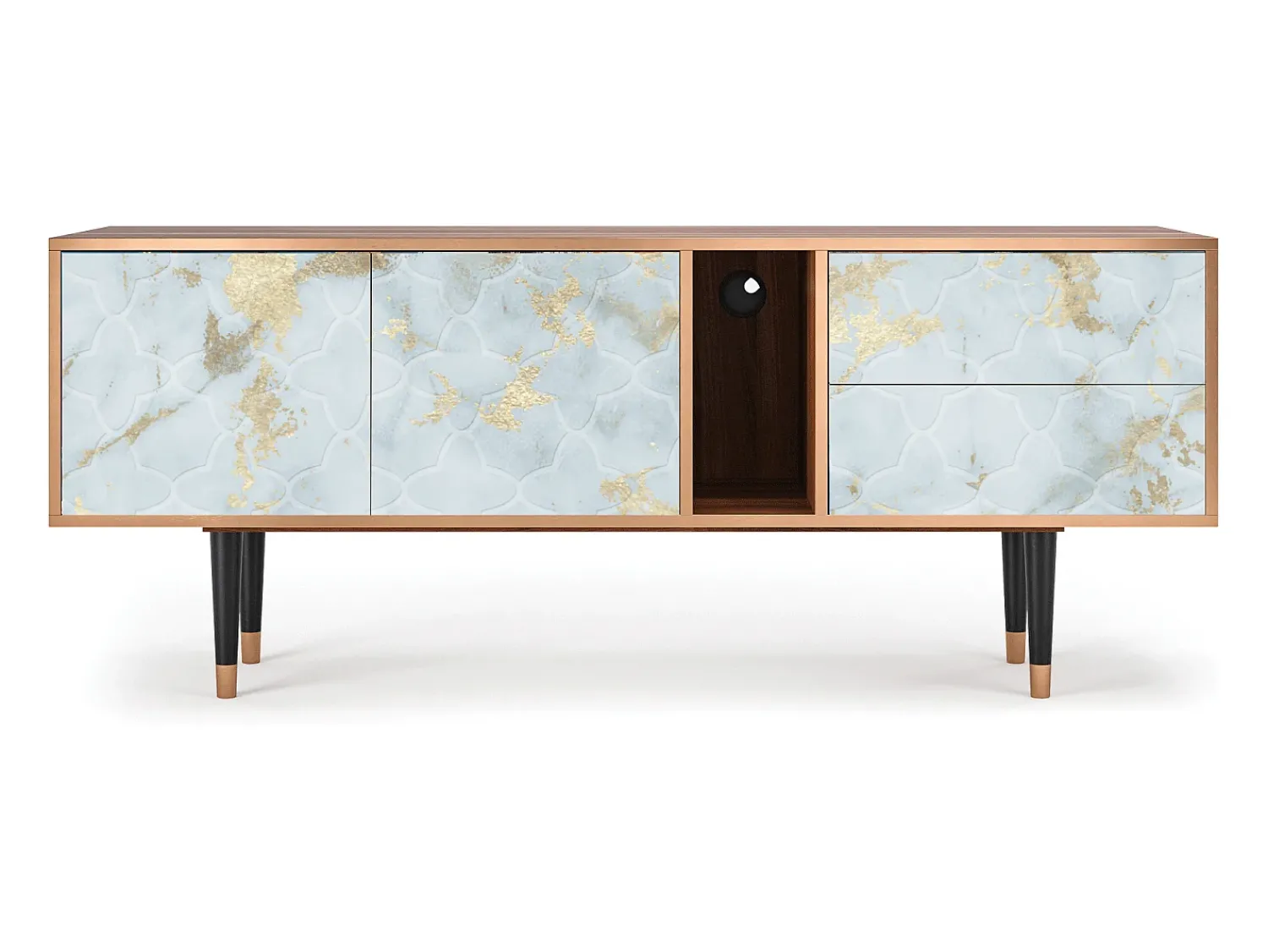Móvel De Tv| Mueble de TV - 170х69х48 cm - T1 - Golden Waves, Nogueira Castanho