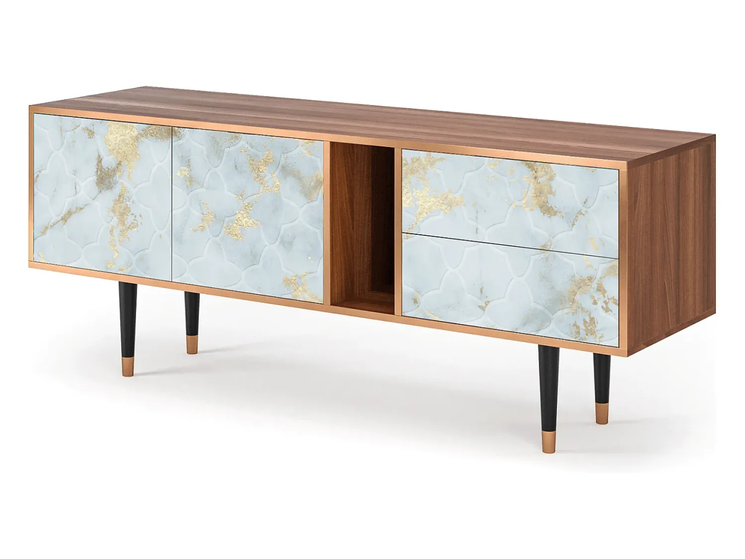 Móvel De Tv| Mueble de TV - 170х69х48 cm - T1 - Golden Waves, Nogueira Castanho