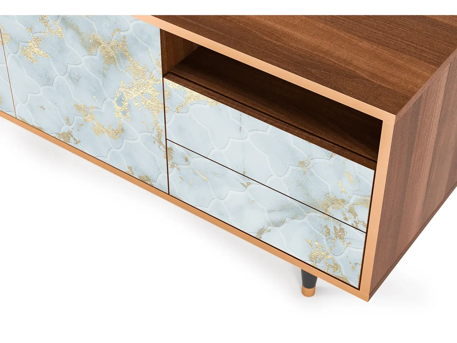 Móvel De Tv| Mueble de TV - 125х56х41 cm - T7 - Golden Waves, Nogueira Castanho