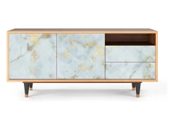 Móvel De Tv| Mueble de TV - 125х56х41 cm - T7 - Golden Waves, Nogueira Castanho