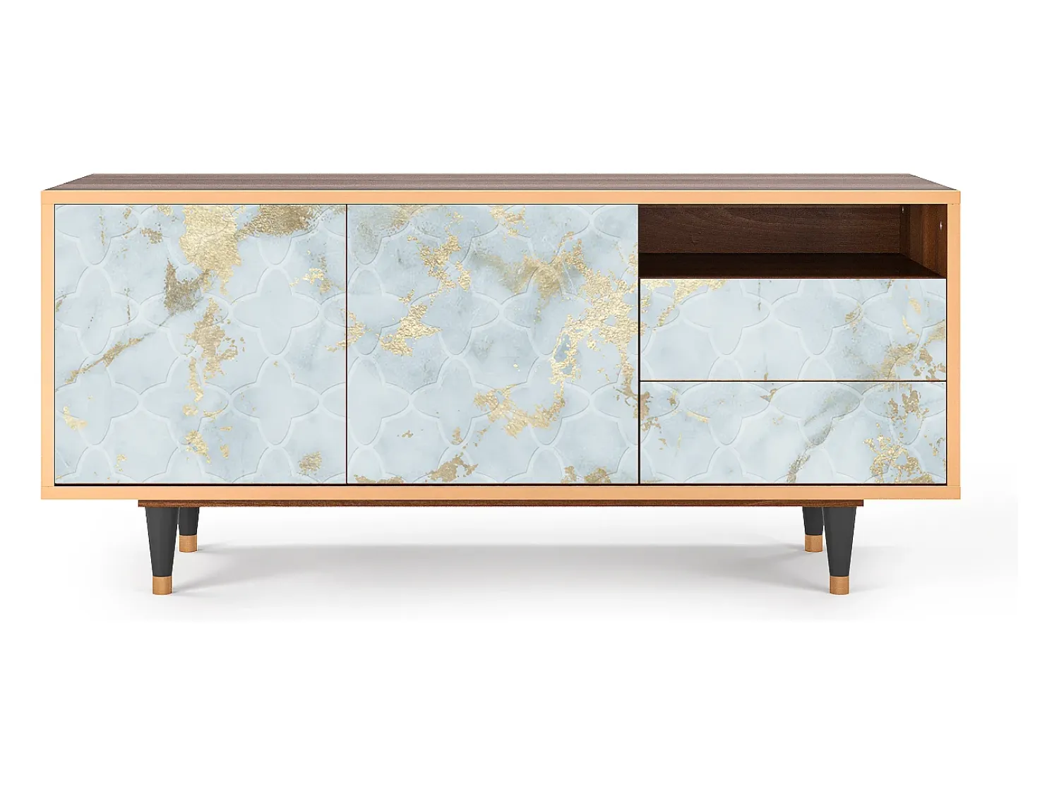 Móvel De Tv| Mueble de TV - 125х56х41 cm - T7 - Golden Waves, Nogueira Castanho