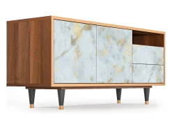 Móvel De Tv| Mueble de TV - 125х56х41 cm - T7 - Golden Waves, Nogueira Castanho