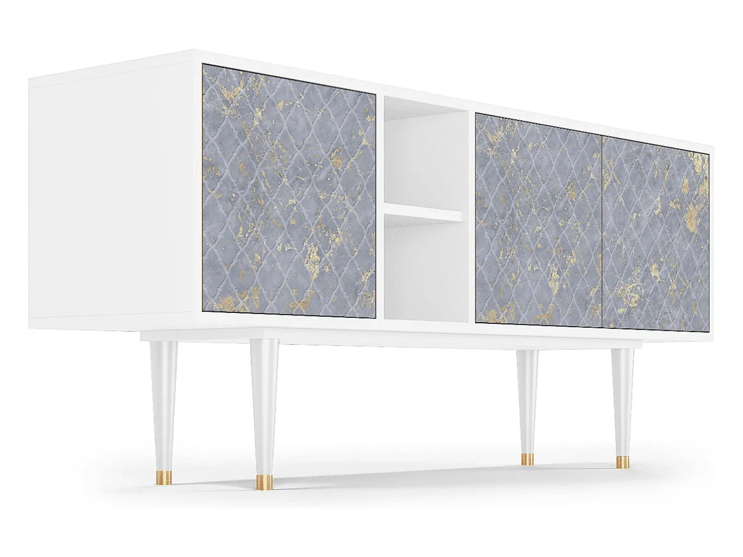 Móvel De Tv| Mueble de TV - 150х69х41 cm - T5 - Golden Smoke, Branco Bege