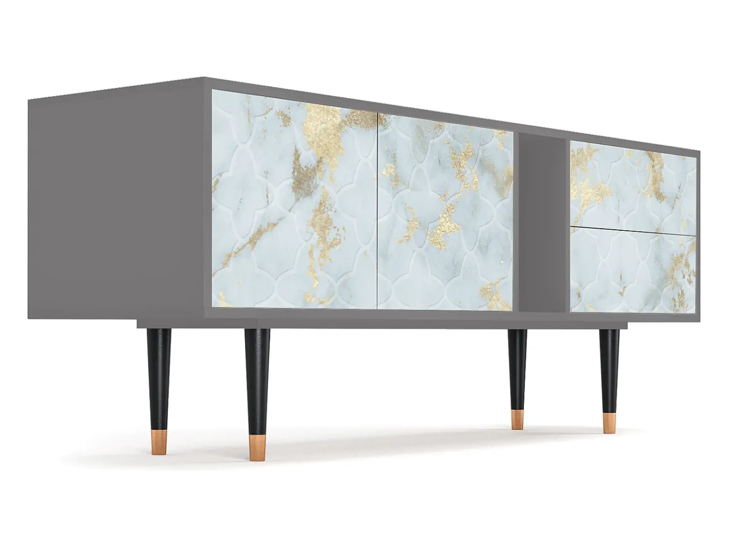 Outlet Mueble de TV - 170х69х48 cm - T1 - Golden Waves, Cinza Cinzento