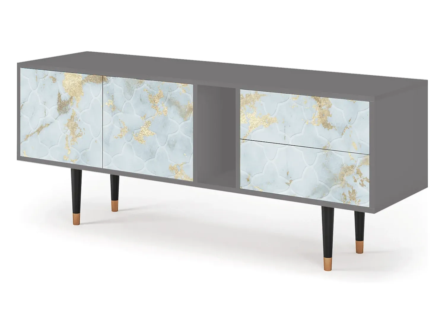 Outlet Mueble de TV - 170х69х48 cm - T1 - Golden Waves, Cinza Cinzento