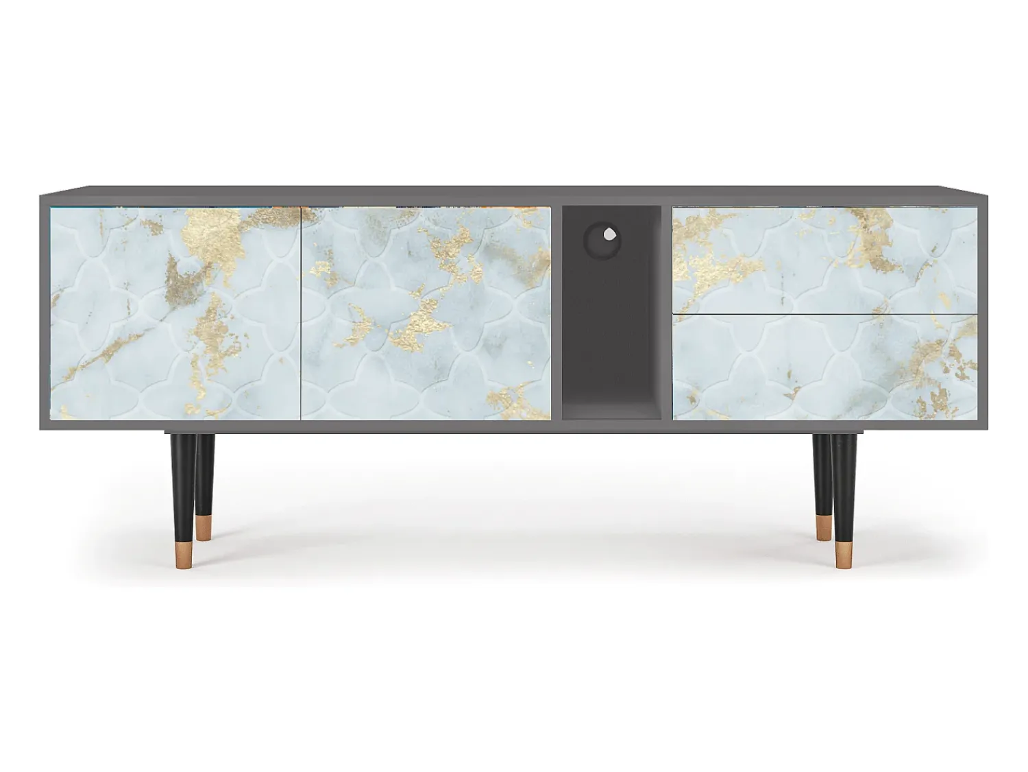 Outlet Mueble de TV - 170х69х48 cm - T1 - Golden Waves, Cinza Cinzento