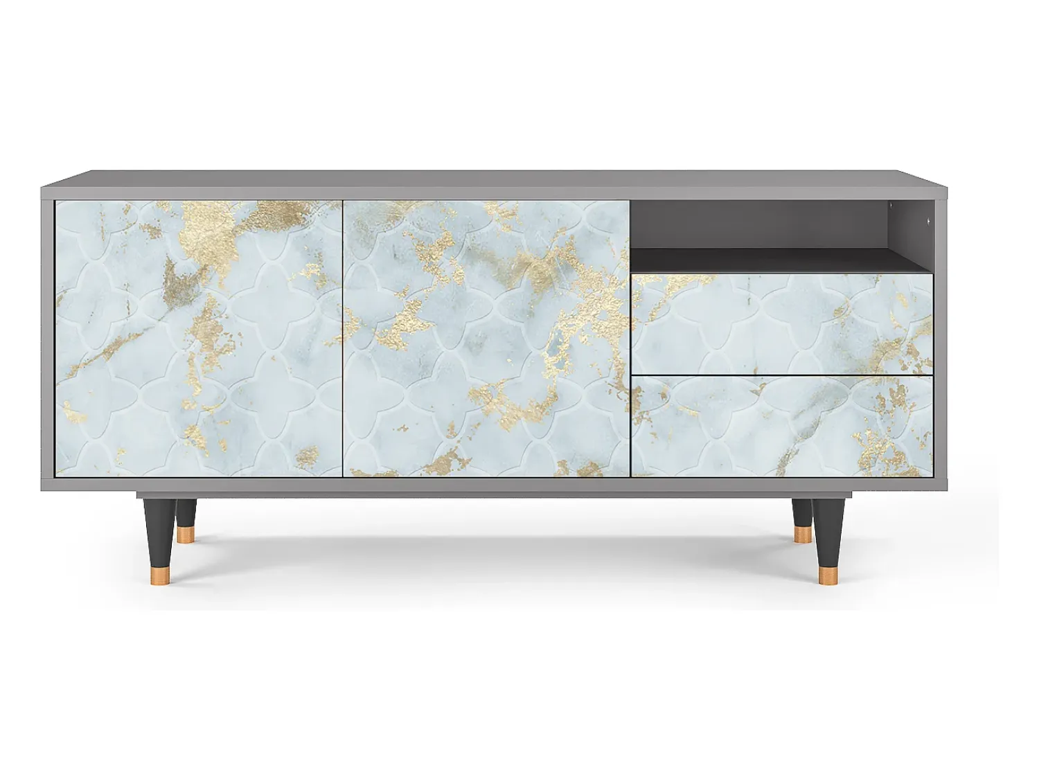Mueble de TV - 125х56х41 cm - T7 - Golden Waves, Cinza^ Móvel De Tv
