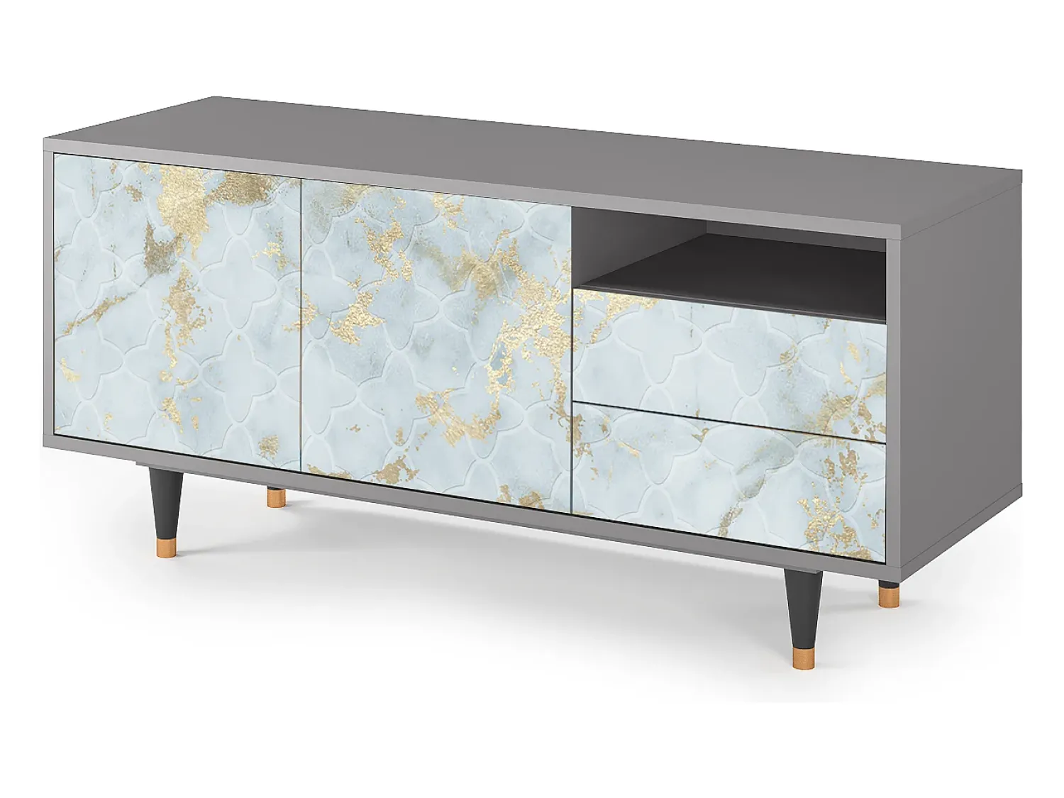 Mueble de TV - 125х56х41 cm - T7 - Golden Waves, Cinza^ Móvel De Tv