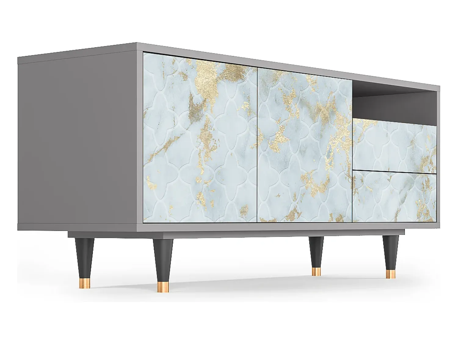 Mueble de TV - 125х56х41 cm - T7 - Golden Waves, Cinza^ Móvel De Tv