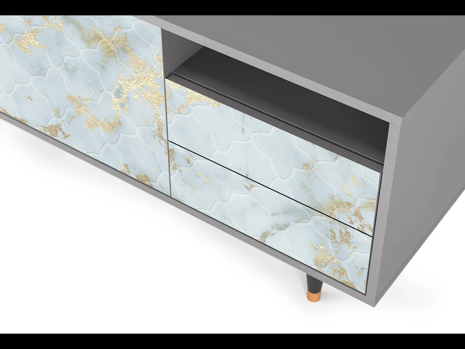 Mueble de TV - 125х56х41 cm - T7 - Golden Waves, Cinza^ Móvel De Tv