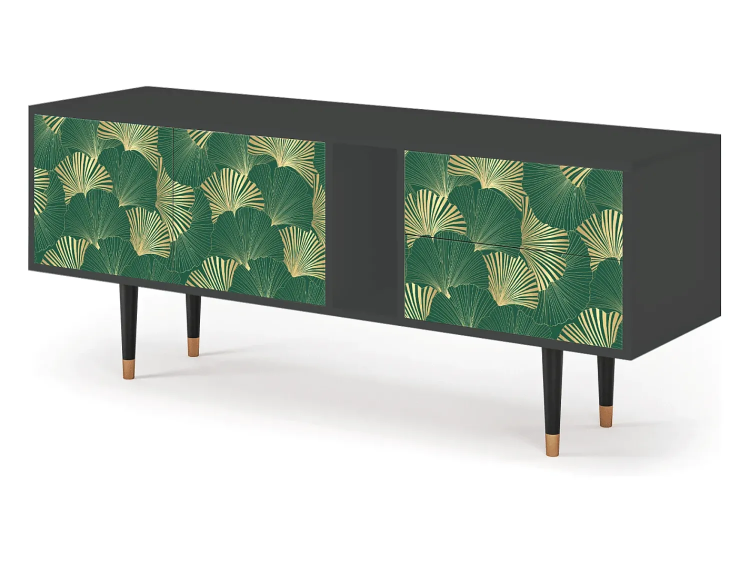 Móvel De Tv| Mueble de TV - 170х69х48 cm - T1 - Gold Ginkgo, Antracite Cinza antracite