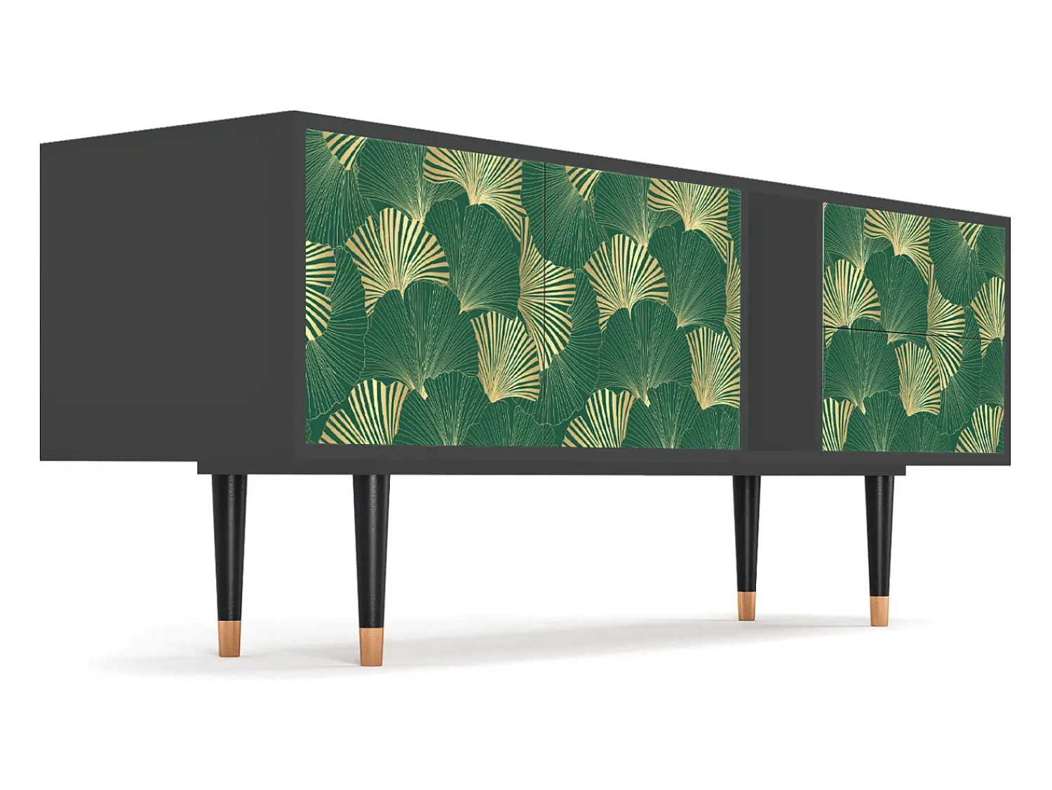 Móvel De Tv| Mueble de TV - 170х69х48 cm - T1 - Gold Ginkgo, Antracite Cinza antracite
