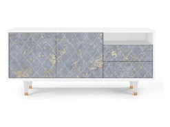 Móvel De Tv* Mueble de TV - 125х56х41 cm - T7 - Golden Smoke, Branco Bege